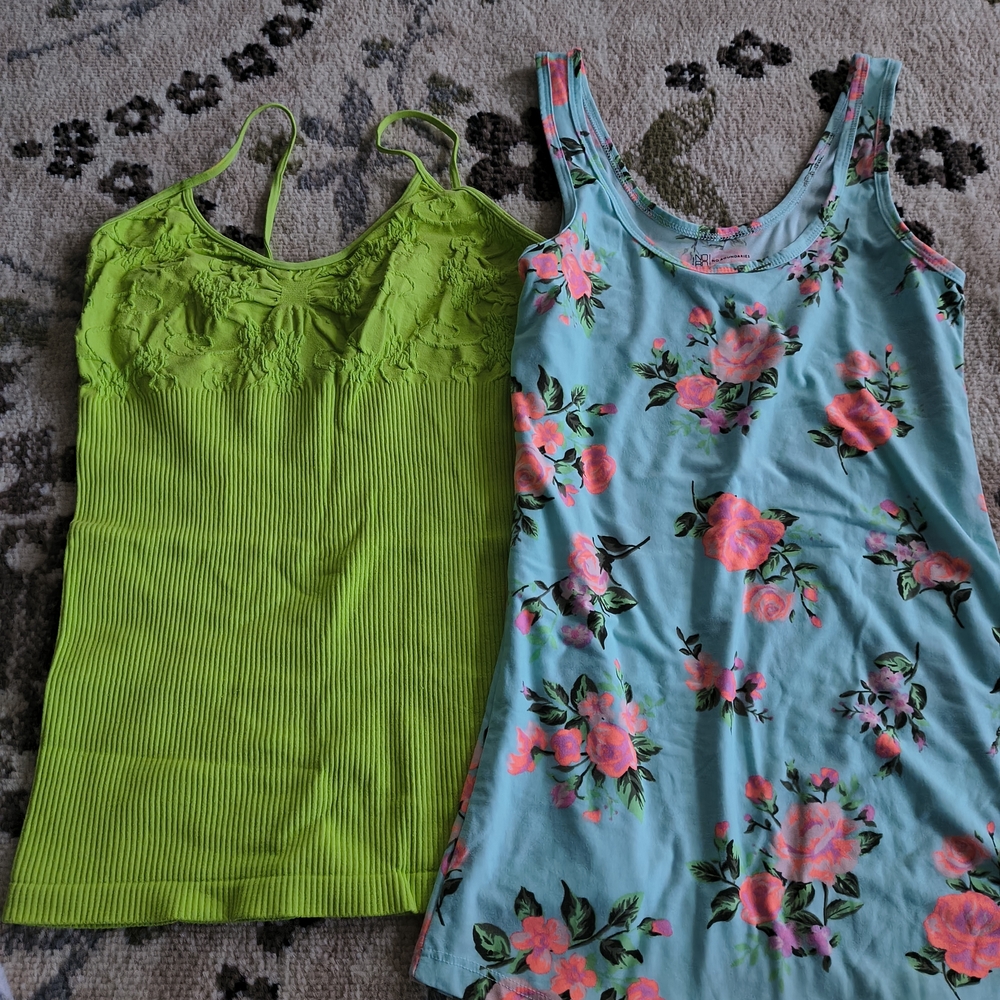 Green Lace Detail Tank Top